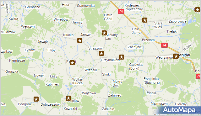 mapa Grzymałków, Grzymałków na mapie Targeo