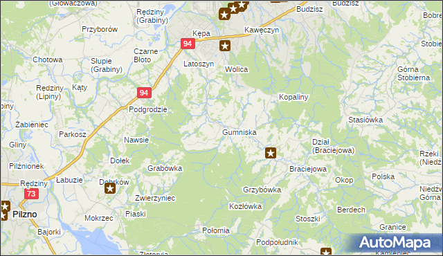 mapa Gumniska gmina Dębica, Gumniska gmina Dębica na mapie Targeo