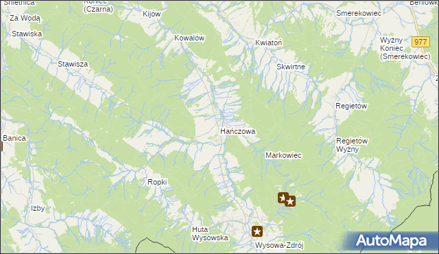 mapa Hańczowa, Hańczowa na mapie Targeo