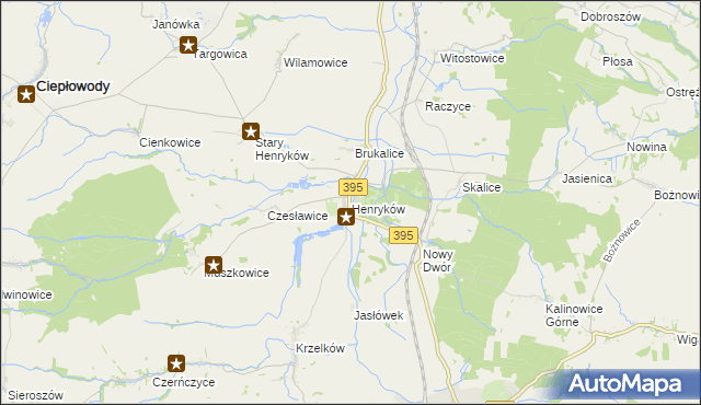 mapa Henryków gmina Ziębice, Henryków gmina Ziębice na mapie Targeo