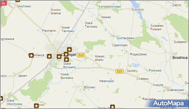 mapa Iłówiec Wielki, Iłówiec Wielki na mapie Targeo