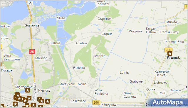 mapa Izabelin gmina Kramsk, Izabelin gmina Kramsk na mapie Targeo