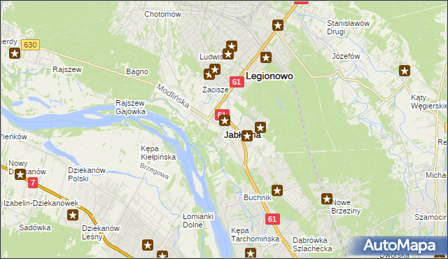 mapa Jabłonna powiat legionowski, Jabłonna powiat legionowski na mapie Targeo