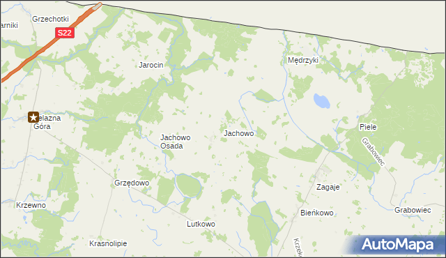 mapa Jachowo, Jachowo na mapie Targeo