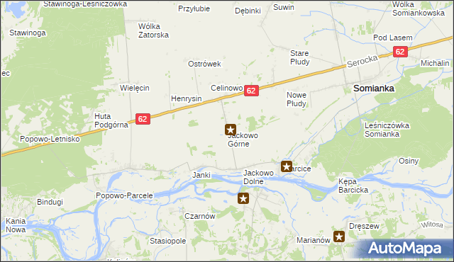 mapa Jackowo Górne, Jackowo Górne na mapie Targeo