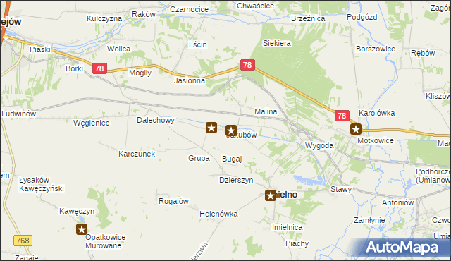 mapa Jakubów gmina Imielno, Jakubów gmina Imielno na mapie Targeo