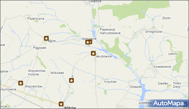 mapa Jakubowice gmina Wilków, Jakubowice gmina Wilków na mapie Targeo