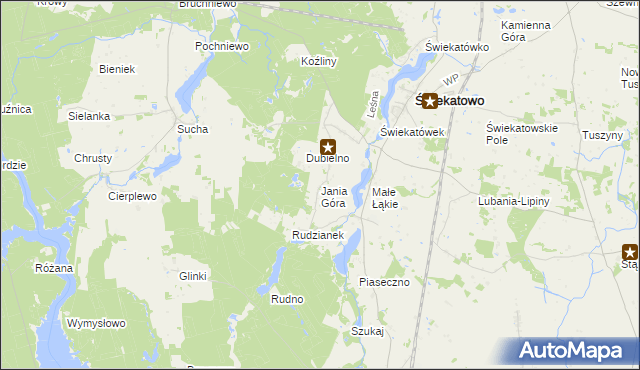 mapa Jania Góra gmina Świekatowo, Jania Góra gmina Świekatowo na mapie Targeo