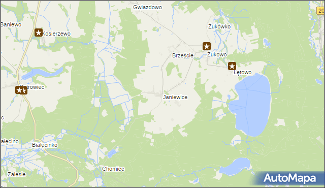 mapa Janiewice, Janiewice na mapie Targeo