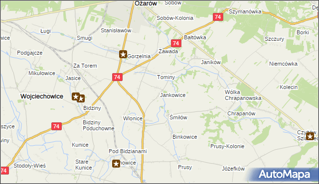 mapa Jankowice gmina Ożarów, Jankowice gmina Ożarów na mapie Targeo