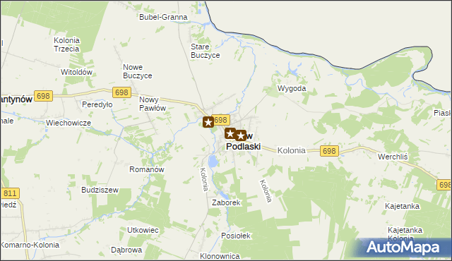 mapa Janów Podlaski, Janów Podlaski na mapie Targeo