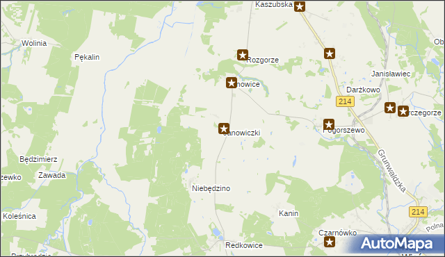 mapa Janowiczki gmina Nowa Wieś Lęborska, Janowiczki gmina Nowa Wieś Lęborska na mapie Targeo