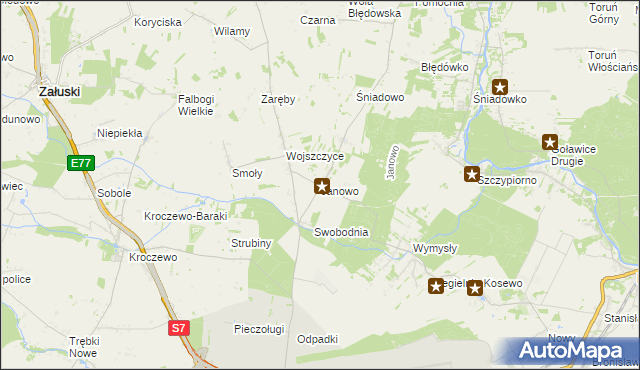 mapa Janowo gmina Zakroczym, Janowo gmina Zakroczym na mapie Targeo