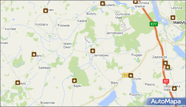 mapa Jarnołtowo, Jarnołtowo na mapie Targeo