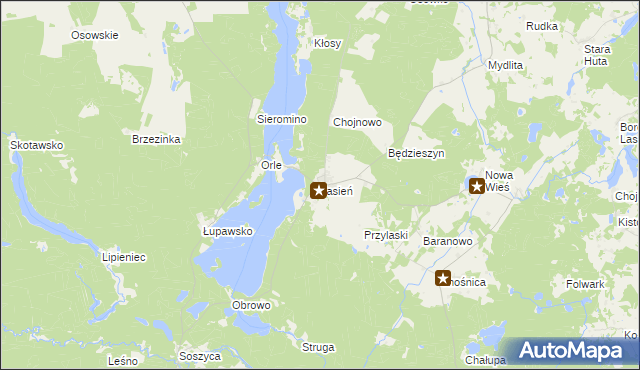 mapa Jasień gmina Czarna Dąbrówka, Jasień gmina Czarna Dąbrówka na mapie Targeo