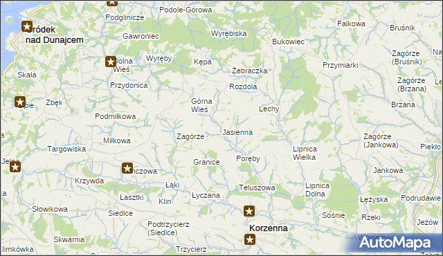 mapa Jasienna, Jasienna na mapie Targeo