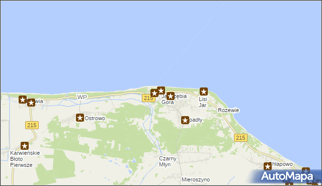 mapa Jastrzębia Góra, Jastrzębia Góra na mapie Targeo