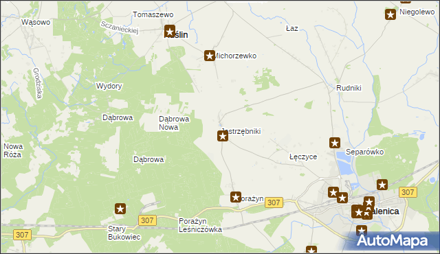 mapa Jastrzębniki gmina Opalenica, Jastrzębniki gmina Opalenica na mapie Targeo