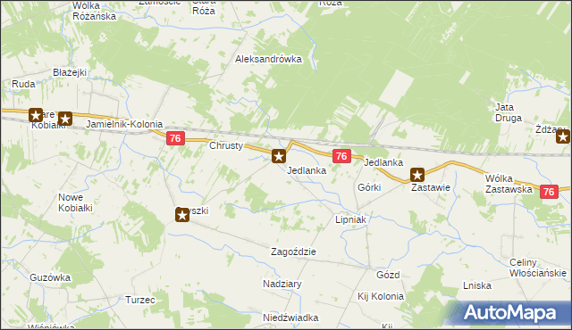 mapa Jedlanka gmina Stoczek Łukowski, Jedlanka gmina Stoczek Łukowski na mapie Targeo