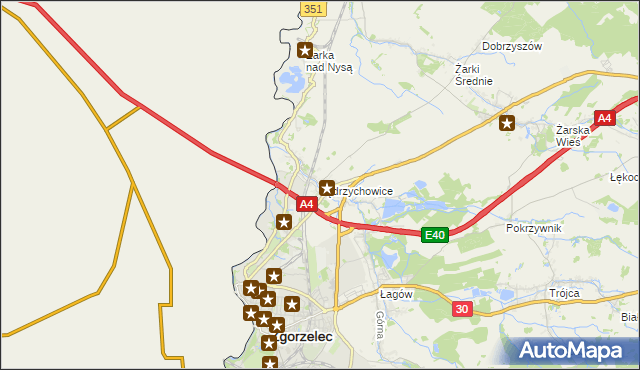 mapa Jędrzychowice gmina Zgorzelec, Jędrzychowice gmina Zgorzelec na mapie Targeo