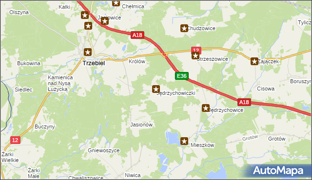 mapa Jędrzychowiczki, Jędrzychowiczki na mapie Targeo