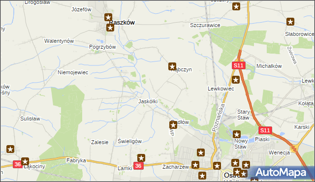 mapa Jelitów gmina Raszków, Jelitów gmina Raszków na mapie Targeo