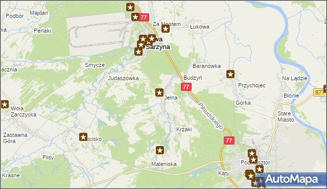 mapa Jelna gmina Nowa Sarzyna, Jelna gmina Nowa Sarzyna na mapie Targeo