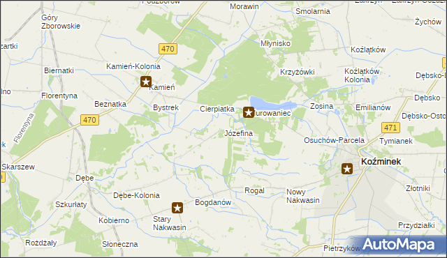 mapa Józefina gmina Koźminek, Józefina gmina Koźminek na mapie Targeo