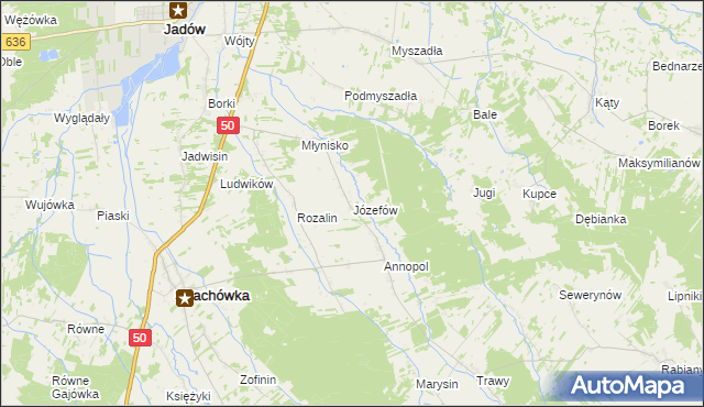 mapa Józefów gmina Strachówka, Józefów gmina Strachówka na mapie Targeo