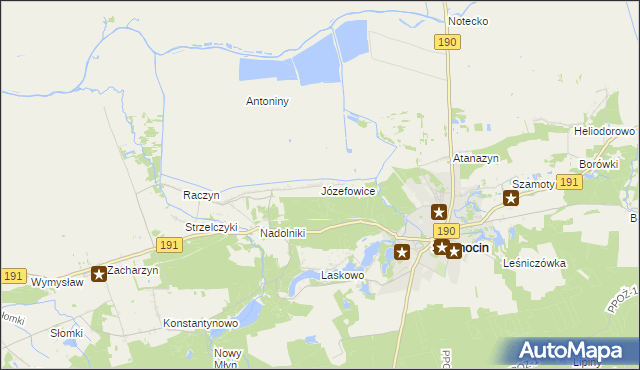 mapa Józefowice gmina Szamocin, Józefowice gmina Szamocin na mapie Targeo