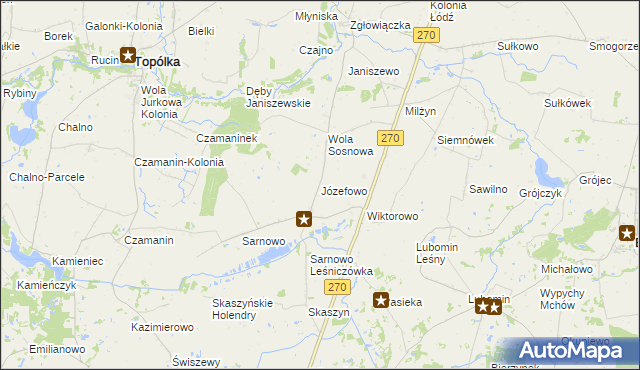 mapa Józefowo gmina Lubraniec, Józefowo gmina Lubraniec na mapie Targeo