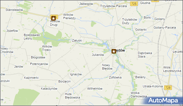 mapa Julianów gmina Błędów, Julianów gmina Błędów na mapie Targeo
