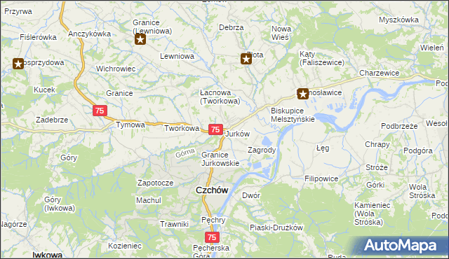 mapa Jurków gmina Czchów, Jurków gmina Czchów na mapie Targeo