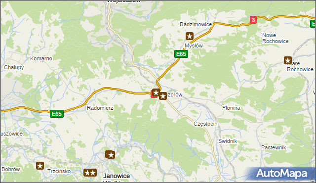 mapa Kaczorów gmina Bolków, Kaczorów gmina Bolków na mapie Targeo