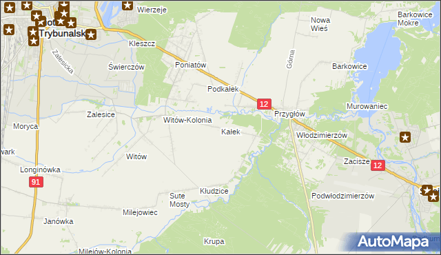 mapa Kałek gmina Sulejów, Kałek gmina Sulejów na mapie Targeo