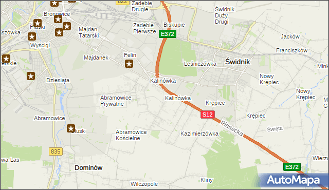 mapa Kalinówka gmina Głusk, Kalinówka gmina Głusk na mapie Targeo