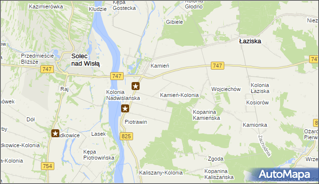 mapa Kamień-Kolonia gmina Łaziska, Kamień-Kolonia gmina Łaziska na mapie Targeo