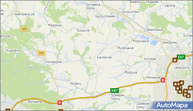 mapa Kamieniec gmina Kłodzko, Kamieniec gmina Kłodzko na mapie Targeo