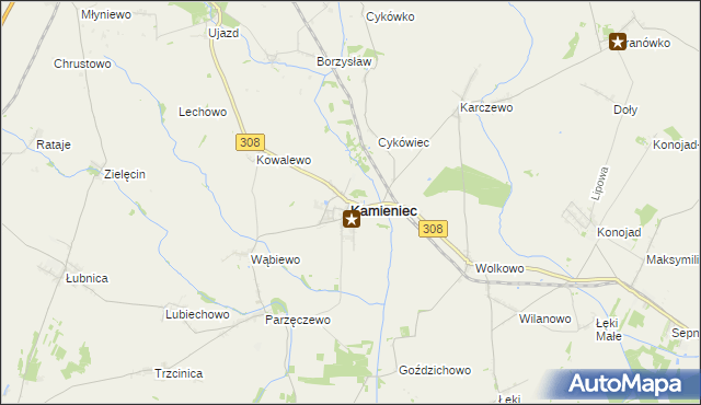 mapa Kamieniec powiat grodziski, Kamieniec powiat grodziski na mapie Targeo