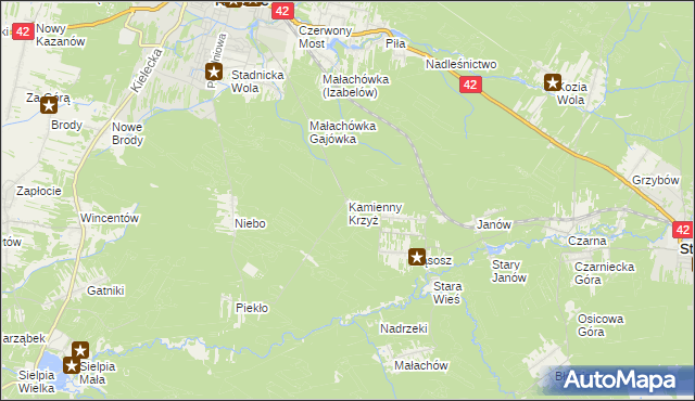 mapa Kamienny Krzyż, Kamienny Krzyż na mapie Targeo