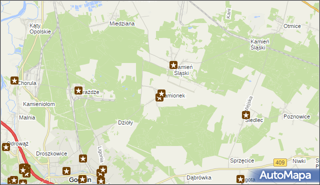 mapa Kamionek gmina Gogolin, Kamionek gmina Gogolin na mapie Targeo