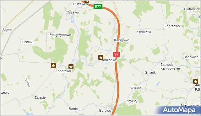 mapa Kamionka gmina Nidzica, Kamionka gmina Nidzica na mapie Targeo