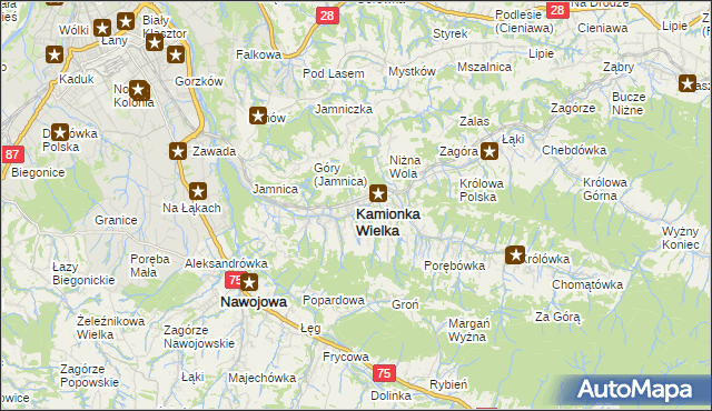 mapa Kamionka Wielka, Kamionka Wielka na mapie Targeo