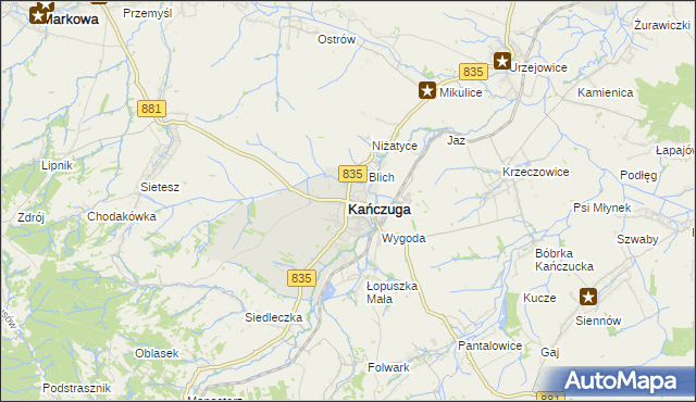 mapa Kańczuga powiat przeworski, Kańczuga powiat przeworski na mapie Targeo