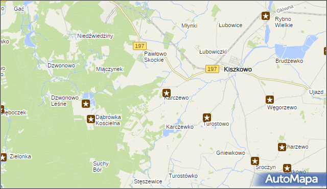 mapa Karczewo gmina Kiszkowo, Karczewo gmina Kiszkowo na mapie Targeo