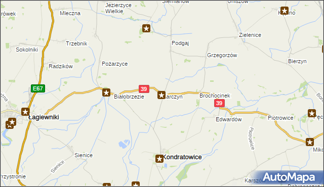 mapa Karczyn gmina Kondratowice, Karczyn gmina Kondratowice na mapie Targeo