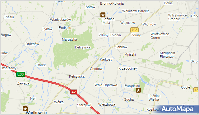 mapa Karkosy, Karkosy na mapie Targeo