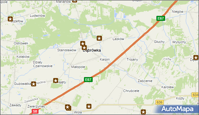 mapa Karpin gmina Dąbrówka, Karpin gmina Dąbrówka na mapie Targeo