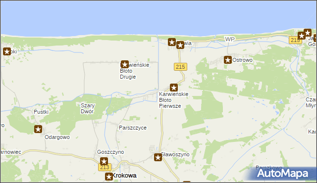 mapa Karwieńskie Błoto Pierwsze, Karwieńskie Błoto Pierwsze na mapie Targeo