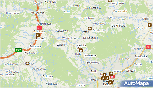 mapa Kasinka Mała, Kasinka Mała na mapie Targeo